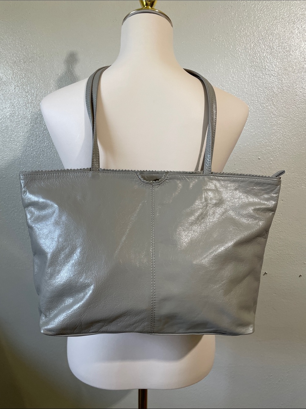 Latico Gray Leather Tote Floral Zipper Shoulder Bag Everyday Carryall Commute